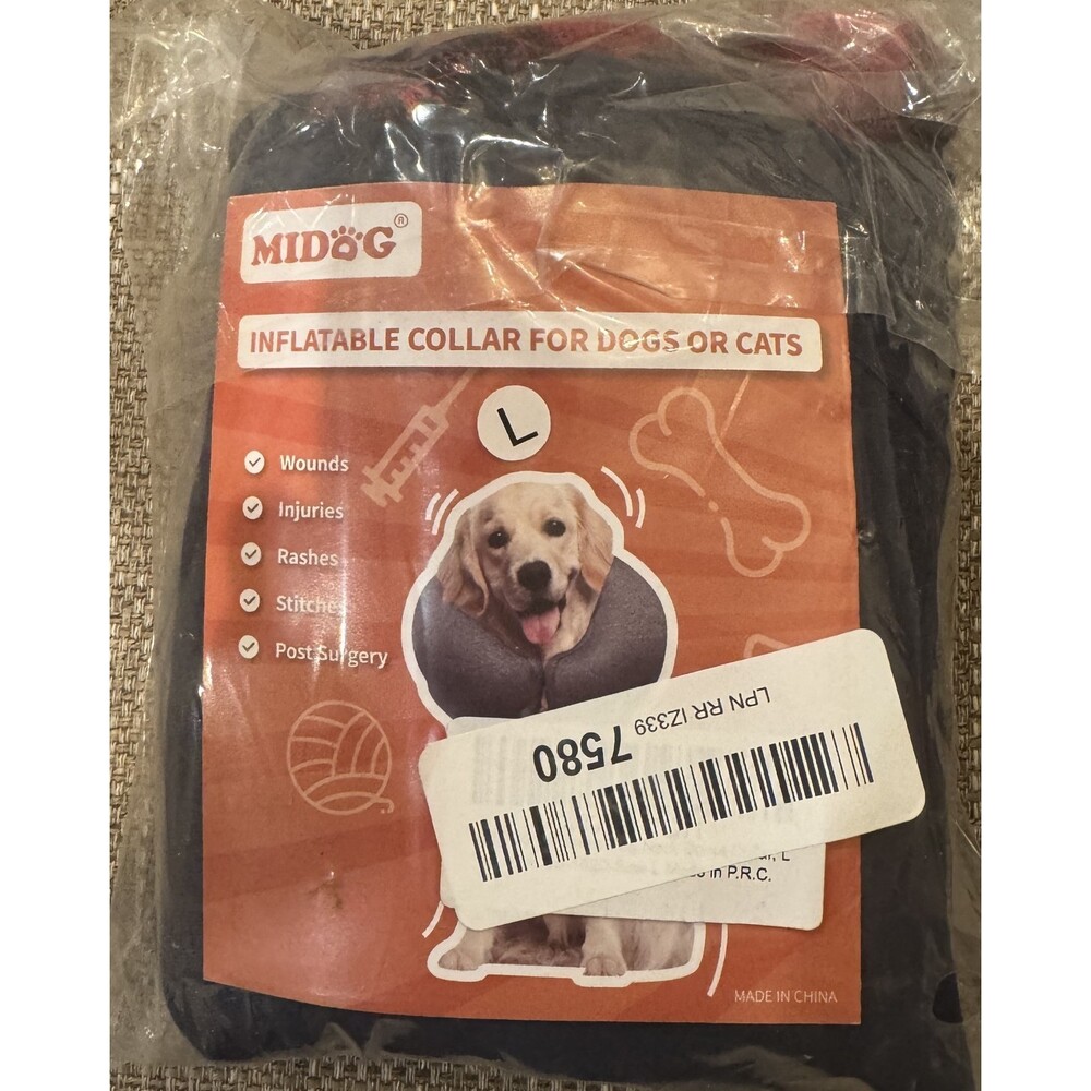 New  Midog Inflatable Collar For Dogs and Cats Large Black